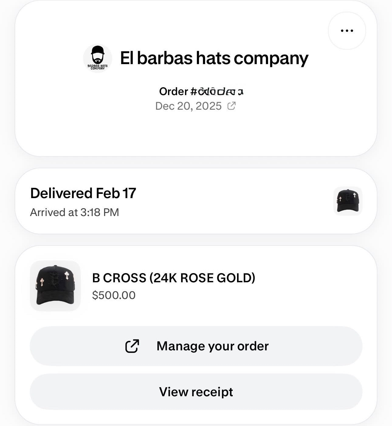 BARBAS HATS | B CROSS (24K ROSE GOLD) #304/2000 FULL SET